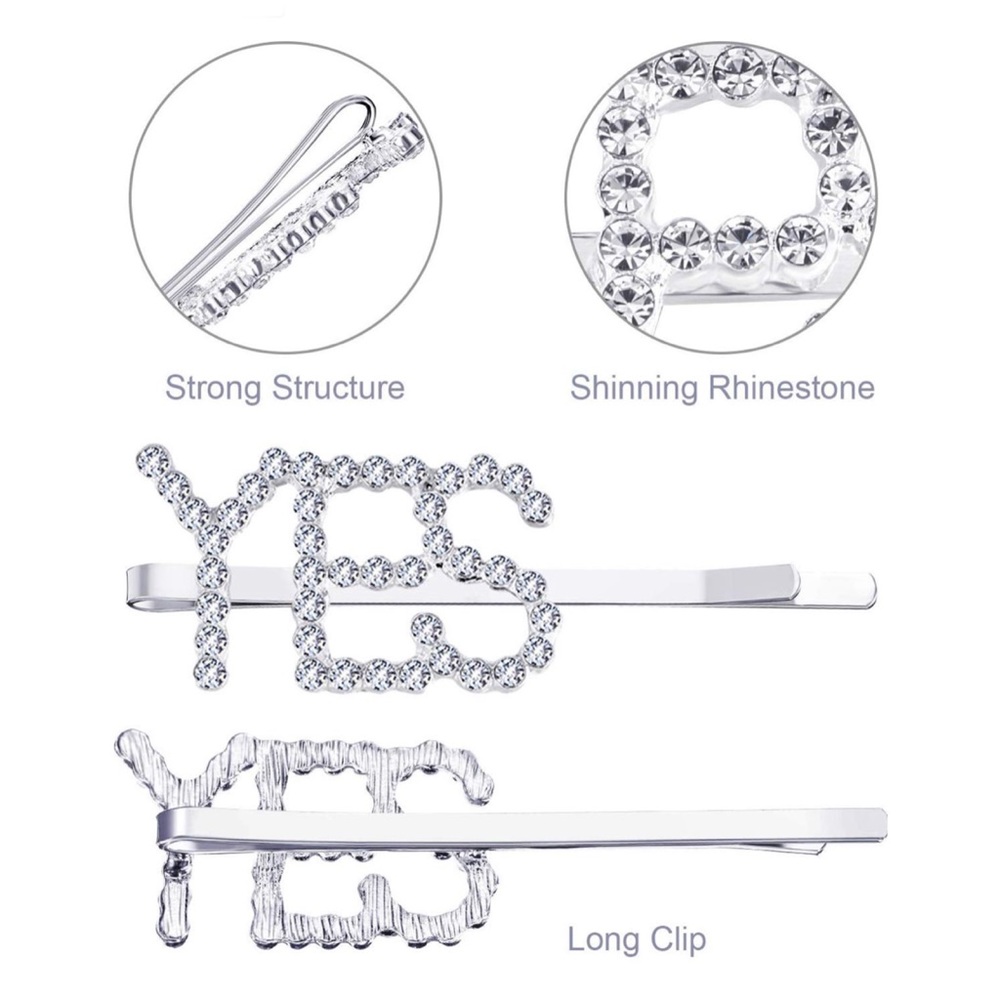 YES Rhinestone Bobby Pin Barrette Hair Accessory - Picture 5 of 7